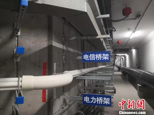 圖為綜合地下管廊待安裝區域的不同類(lèi)型橋架?！「呖档?攝